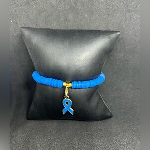 Blue Ribbon (Awareness) Heishi Charm Bracelet